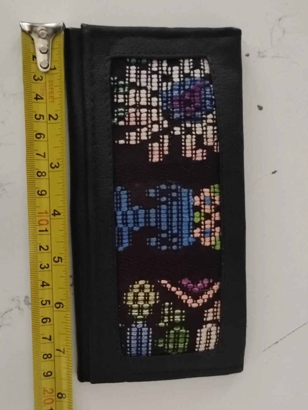 Black Wallet with Colorful Geometric Panel